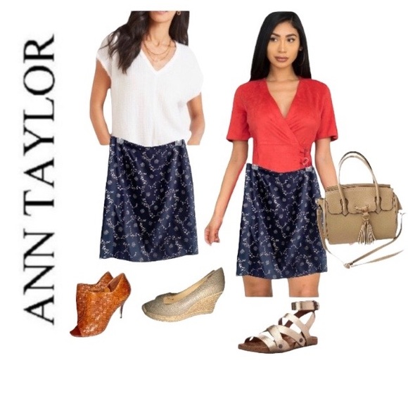 🍀Ann Taylor Blue floral skirt, gorgeous - Picture 2 of 16